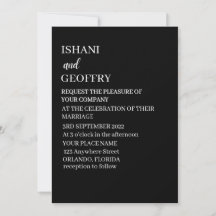 Moderne elegante schwarze und weiße Hochzeitseinla