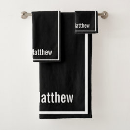 Moderne elegante schwarze und weiße Monogramm  Badhandtuch Set
