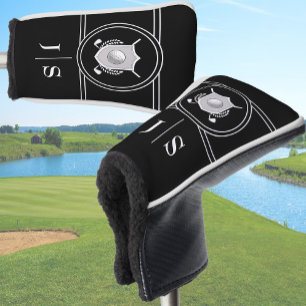 Moderne elegante schwarze und weiße monogrammierte golf headcover