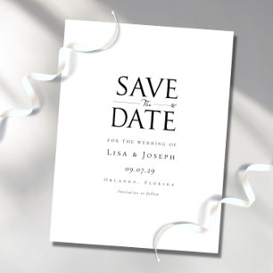 Moderne elegante schwarze und weiße Save-the-Date- Postkarte