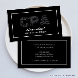 Moderne elegante schwarze Visitenkarte für Buchhal