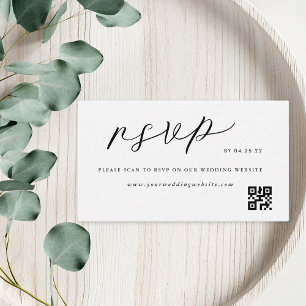 Moderne elegante schwarze weiße Hochzeits-QR-Code- Begleitkarte