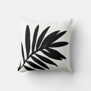Moderne elegante schwarze weiße Palmwedel Kissen