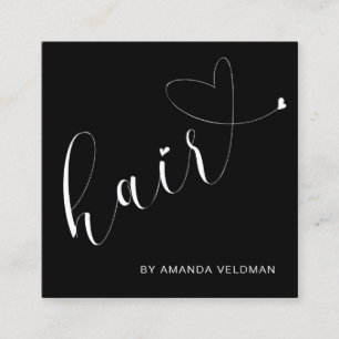 Moderne Elegante Schwarzes Herz Quadratische Visitenkarte