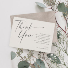 Moderne, elegante Script Baby Dusche Dankeskarte