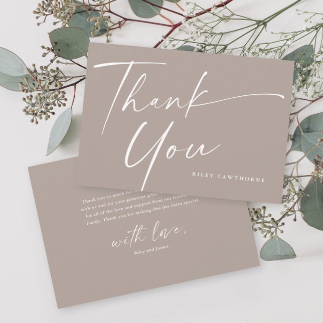 Moderne, elegante Script Baby Dusche Dankeskarte (Von Creator hochgeladen)