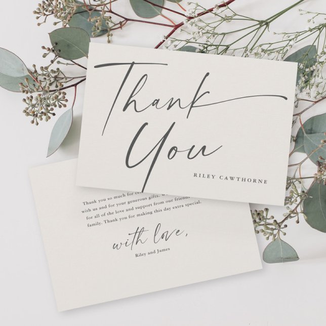 Moderne, elegante Script Baby Dusche Dankeskarte (Von Creator hochgeladen)