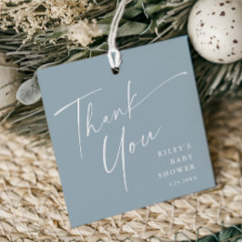 Moderne, elegante Script Baby Dusche Vielen Dank Geschenkanhänger