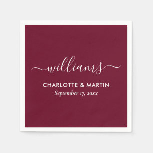Moderne, elegante Script Burgundy Wedding Napkins Serviette