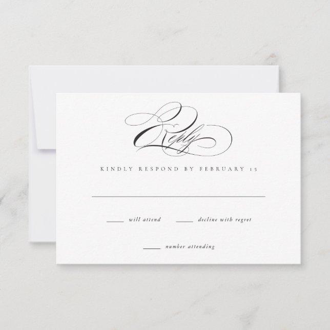 Moderne, elegante Script Classic Wedding RSVP Card (Vorderseite)