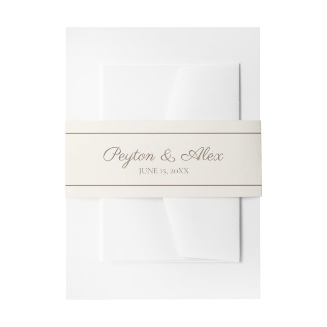 Moderne, elegante Script Cream Brown Wedding Einladungsbanderole (Vorderseite Beispiel)