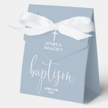 Moderne, elegante Script Dusty Blue Baptism Fvor B
