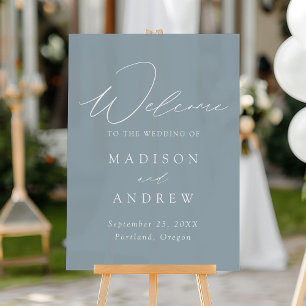 Moderne, elegante Script Dusty Blue Wedding Willko Acrylschild