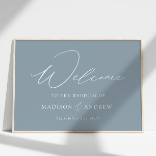 Moderne, elegante Script Dusty Blue Wedding Willko Poster