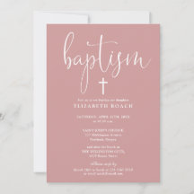 Moderne, elegante Script Dusty Rose Rosa Taufe