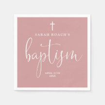 Moderne, elegante Script Dusty Rose Rosa Taufe