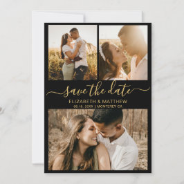 Moderne, elegante Script Foto Collage Wedding Rett Save The Date