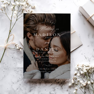 Moderne, elegante Script-Foto-Hochzeit Einladung
