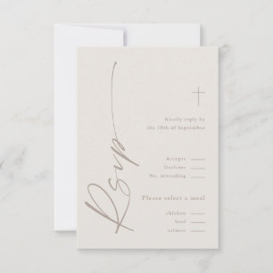 Moderne elegante Script-Gender Neutral Boho Taufe RSVP Karte