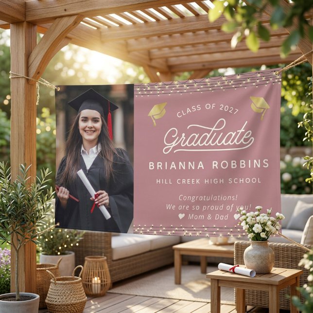 Moderne, elegante Script Gold Abschluss Foto Cassi Banner (Von Creator hochgeladen)
