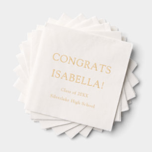 Moderne, elegante Script Gold Glückwunschs Abschlu Servietten Mit Folie