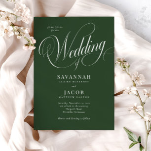 Moderne, elegante Script Green Wedding Einladung