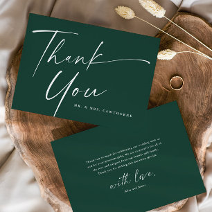 Moderne, elegante Script-Hochzeit Dankeskarte