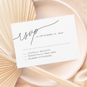 Moderne, elegante Script-Hochzeit RSVP Karte