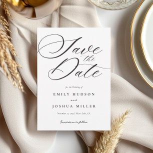 Moderne, elegante Script-Hochzeit Save The Date