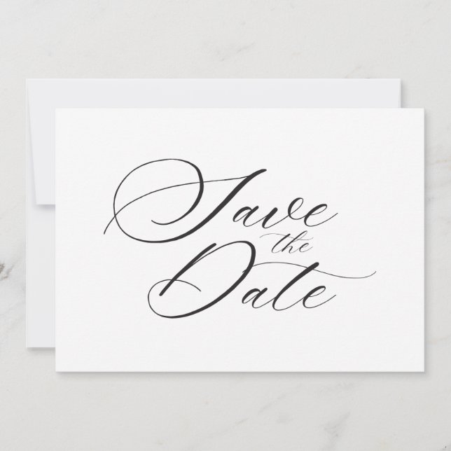 Moderne, elegante Script-Hochzeit Save The Date (Vorderseite)