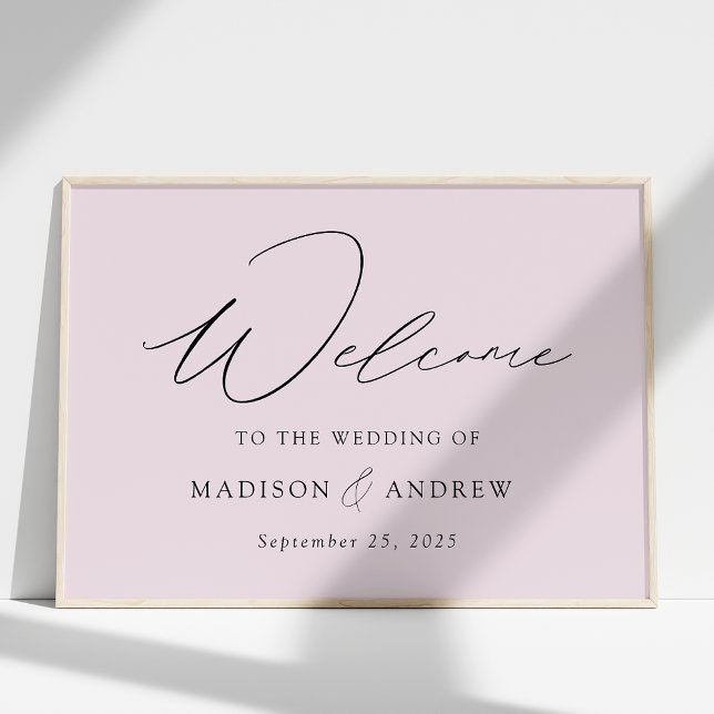 Moderne, elegante Script Lavender Wedding Willkomm Poster (Von Creator hochgeladen)