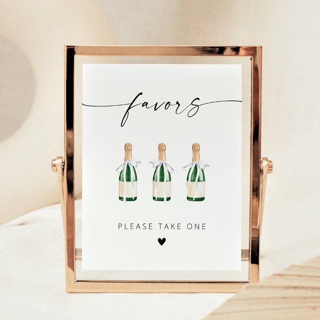 Moderne elegante Script Mini Champagne Flaschen Poster (Von Creator hochgeladen)