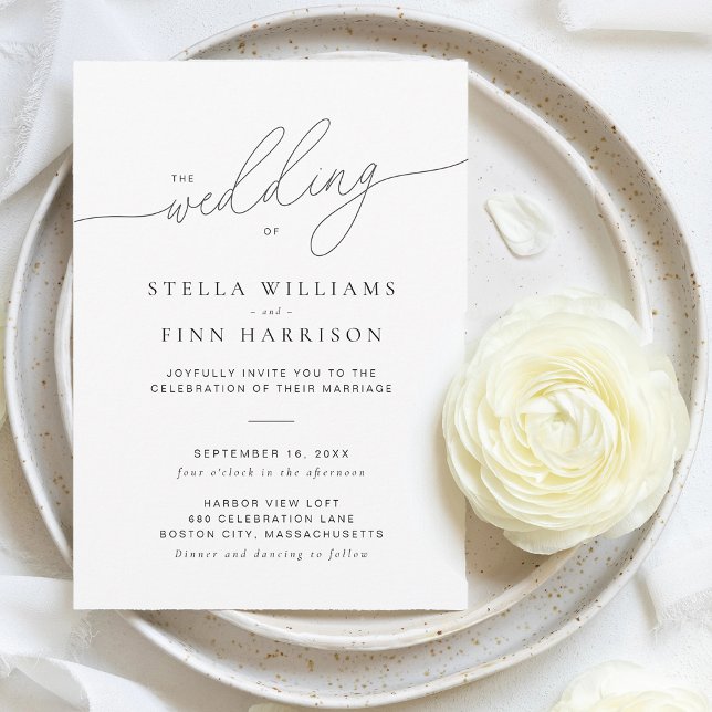 Moderne, elegante Script-Minimalistische Hochzeit Einladung (Modern Elegant Script Minimalist Wedding Invitation)