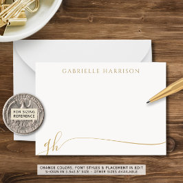 Moderne elegante Script Monogram-Initials Gold Mitteilungskarte