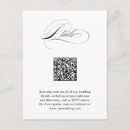 Moderne elegante Script QR Code Hochzeitdetails Begleitkarte