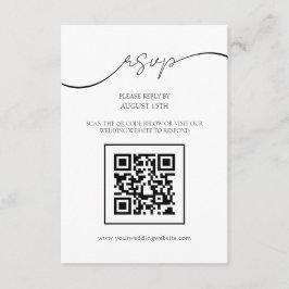 Moderne elegante Script QR Code Wedding RSVP Card Begleitkarte