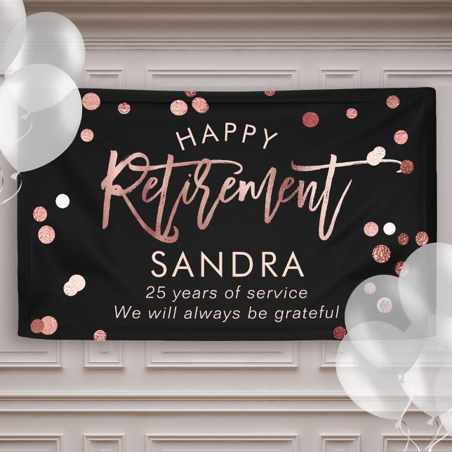 Moderne elegante Script-Rose Gold Happy Rentiremen Banner (Von Creator hochgeladen)