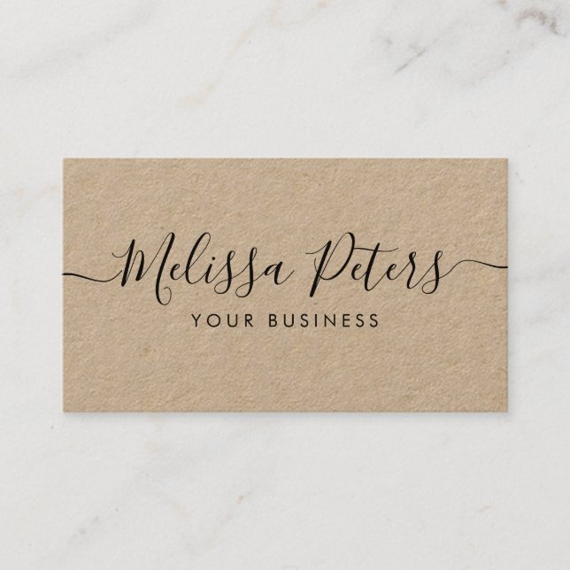 Moderne elegante Script Rustic Kraft Business Card Visitenkarte (Vorderseite)