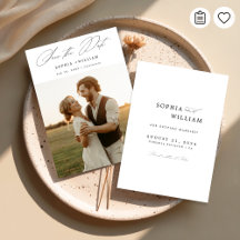 Moderne, elegante Script Rustic Sunset Foto Weddin