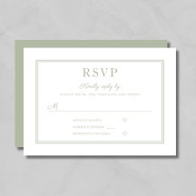 Moderne elegante Script Sage Green Wedding RSVP Ca