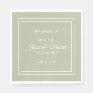 Moderne, elegante Script Sage Green White Wedding Serviette