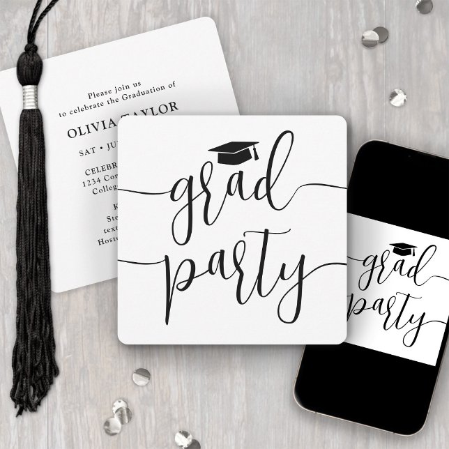 Moderne, elegante Script Simple Graduation Party Einladung (Von Creator hochgeladen)