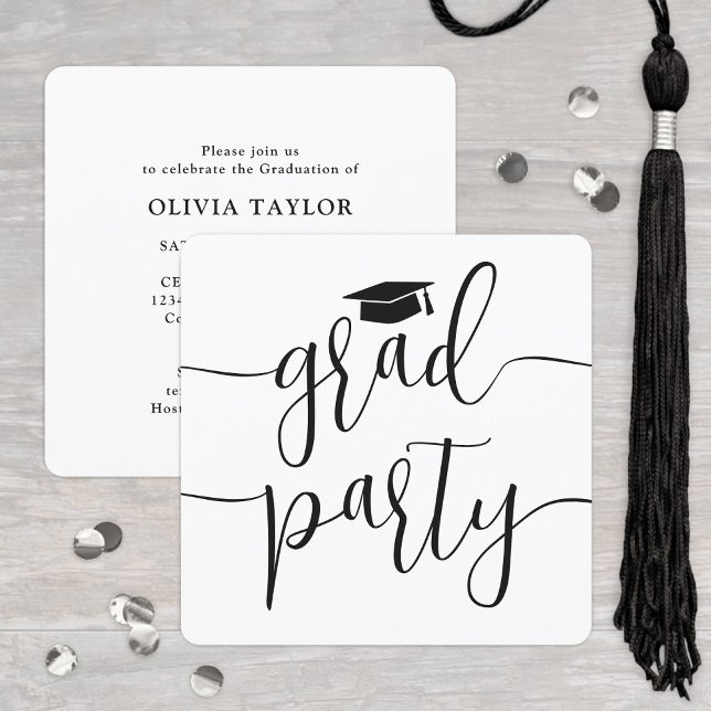 Moderne, elegante Script Simple Graduation Party Einladung (Von Creator hochgeladen)