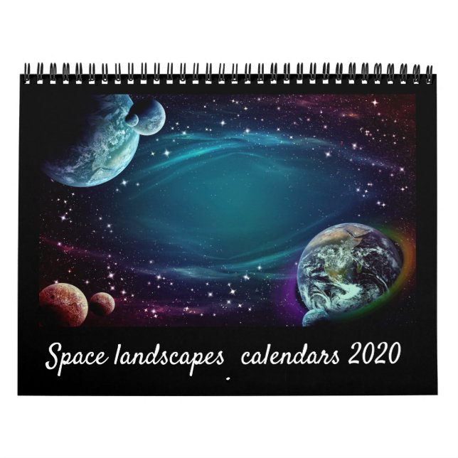 Moderne, elegante Script Space Landscape 2021 Cale Kalender (Titelbild)