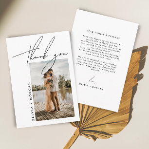 Moderne, elegante Script Typografy Foto Wedding Dankeskarte