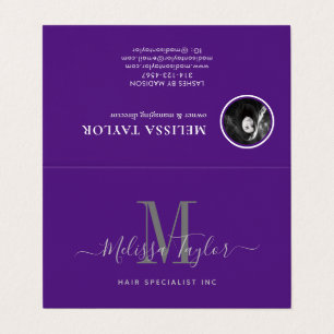 Moderne elegante Script Violet Falted Business Car Visitenkarten