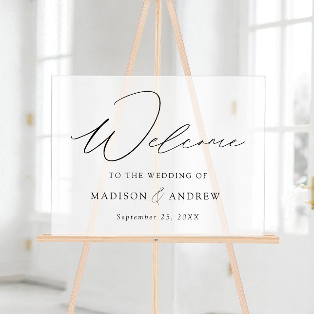 Moderne, elegante Script Wedding Willkommen Mattie Acrylschild (Von Creator hochgeladen)