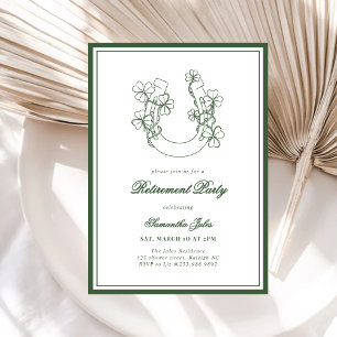 Moderne elegante Shamrock-Hufeisen-Ruhestandsfeier Einladung
