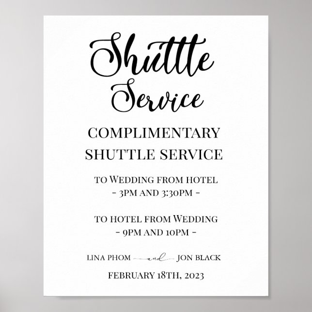Moderne elegante Shuttle-Service-Beschilderung für Poster (Vorne)