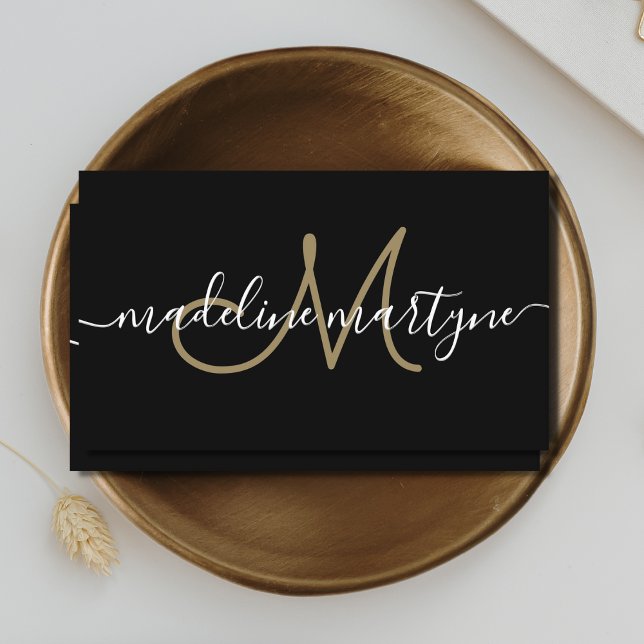 Moderne elegante Signatur Script QR Code Schwarz Visitenkarte (Von Creator hochgeladen)